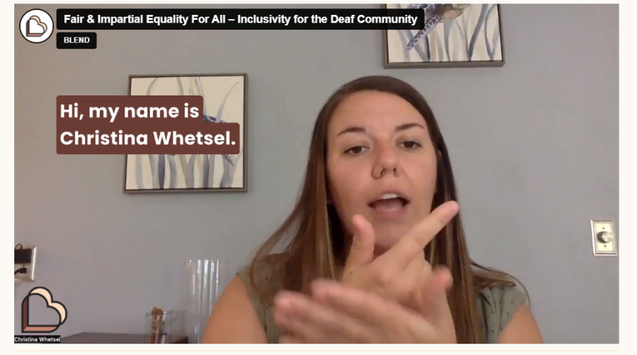 Screenshot of Christina in a video where she explains who she is, what her background is and the importance of ASL in veterinary medicine
