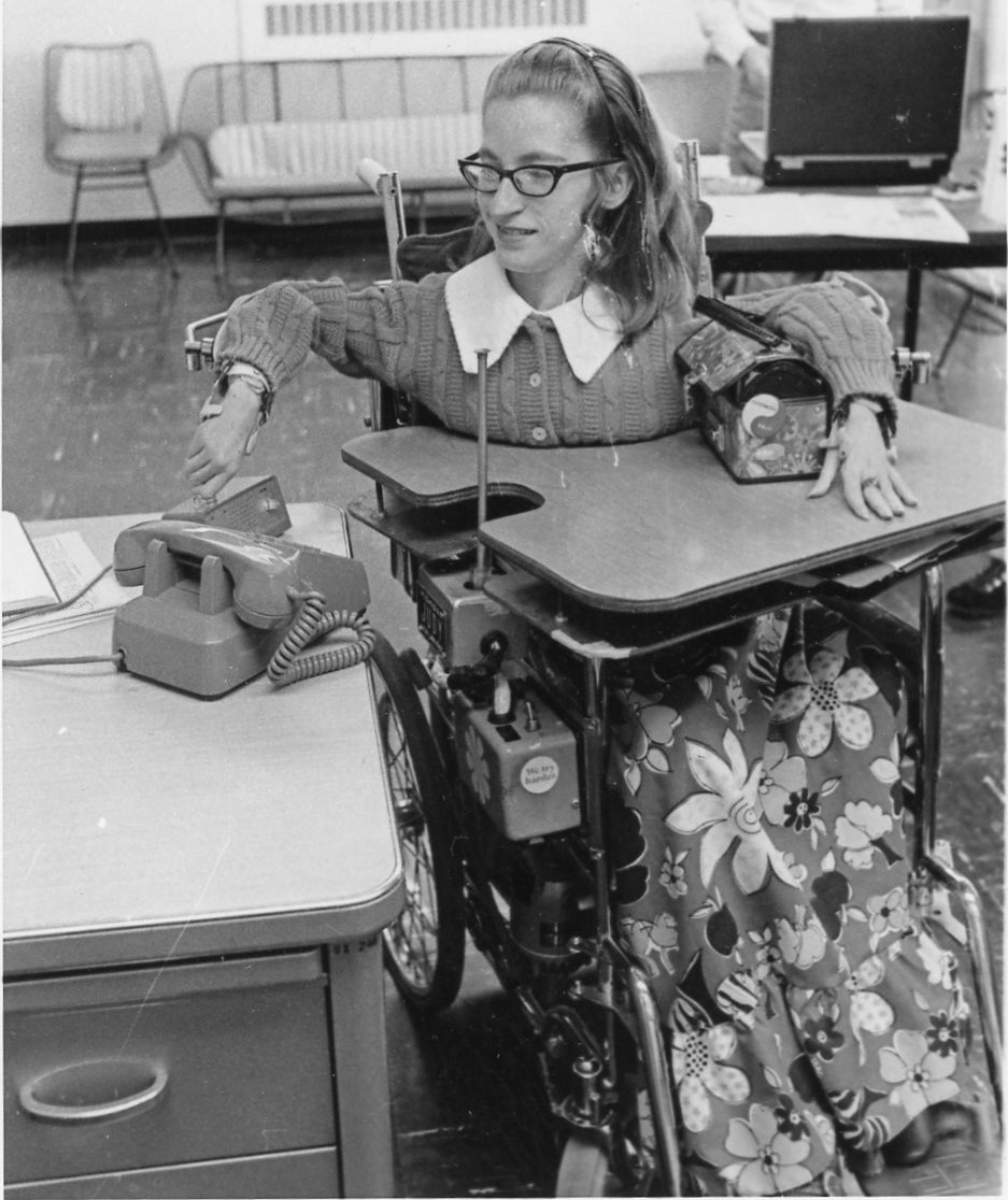 Black and white photo of Judy K. Gentile in first office