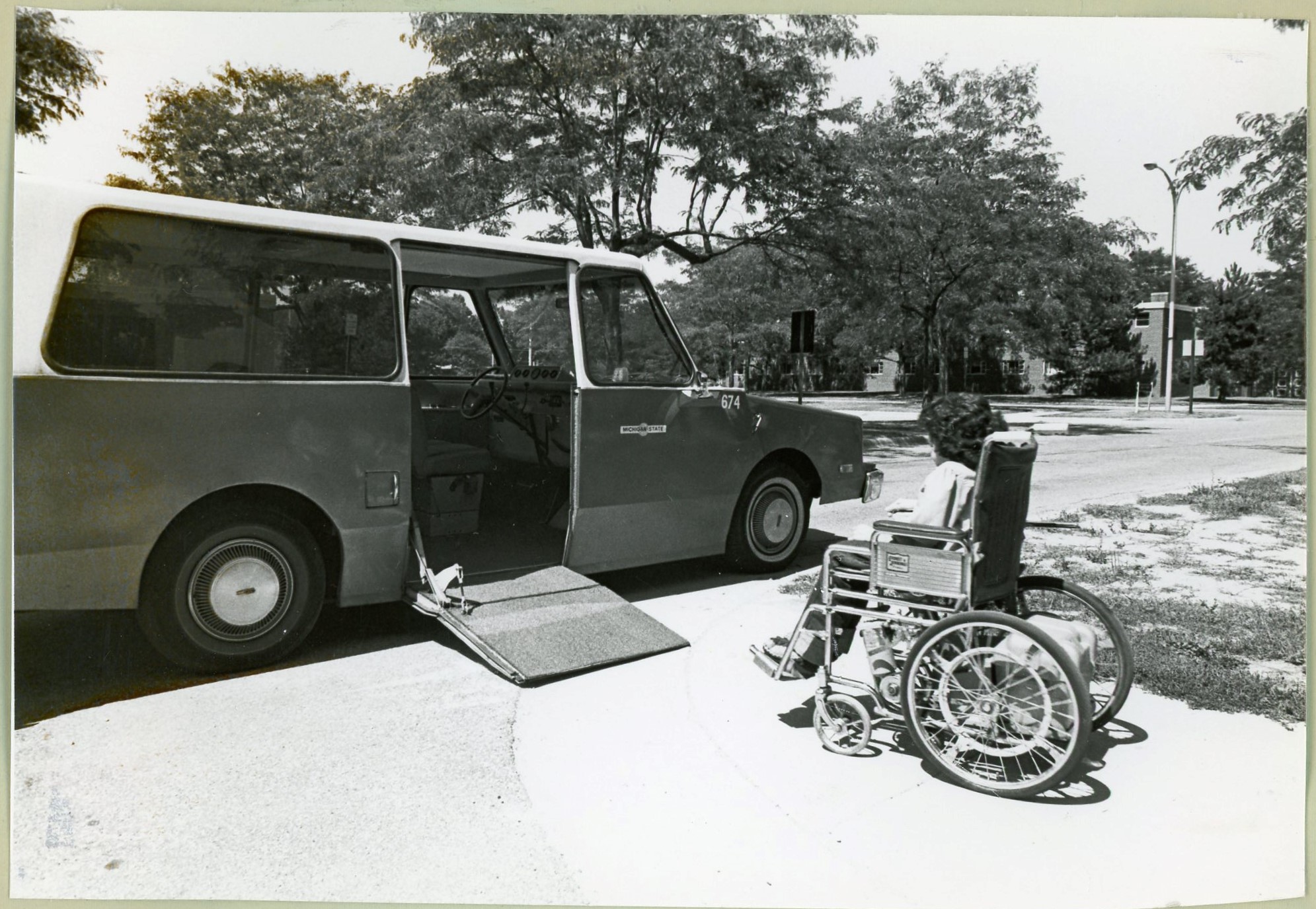 Image of one of MSU's first accessible vans