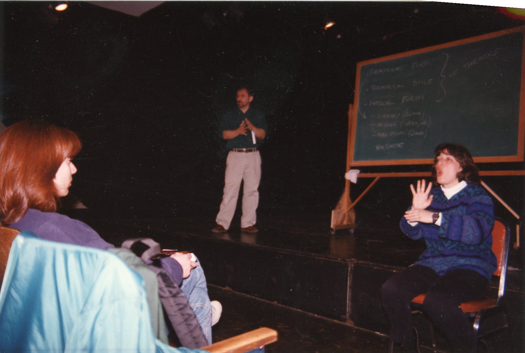 Virginia Martz interprets in a classroom