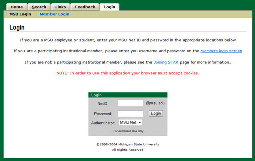 Screenshot of the login screen. 