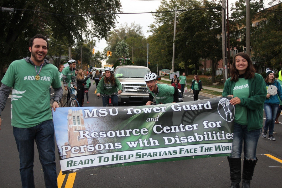 Tower Guard members participating in the homecoming parade