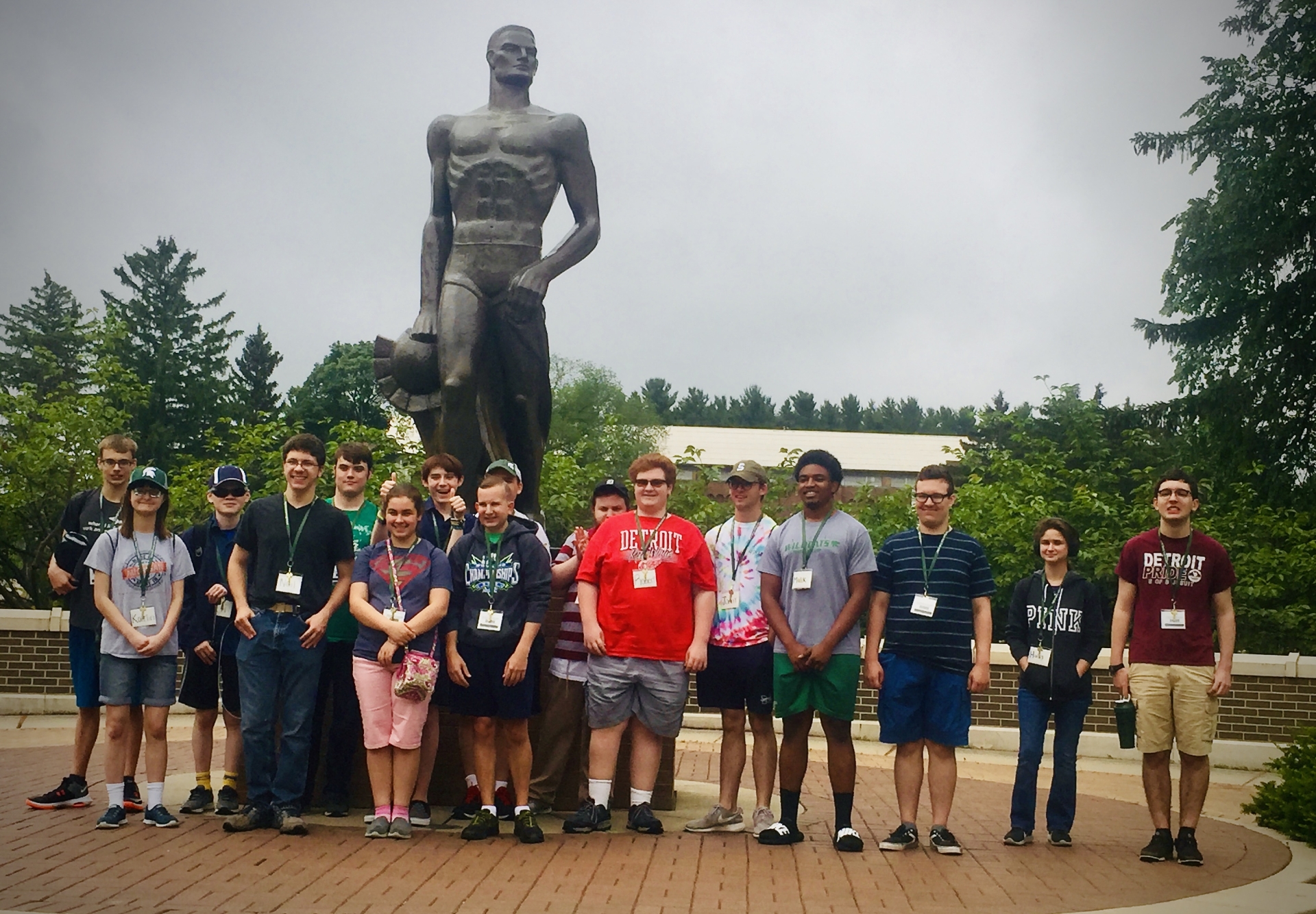 Photo of Project Venture students in front of Sparty