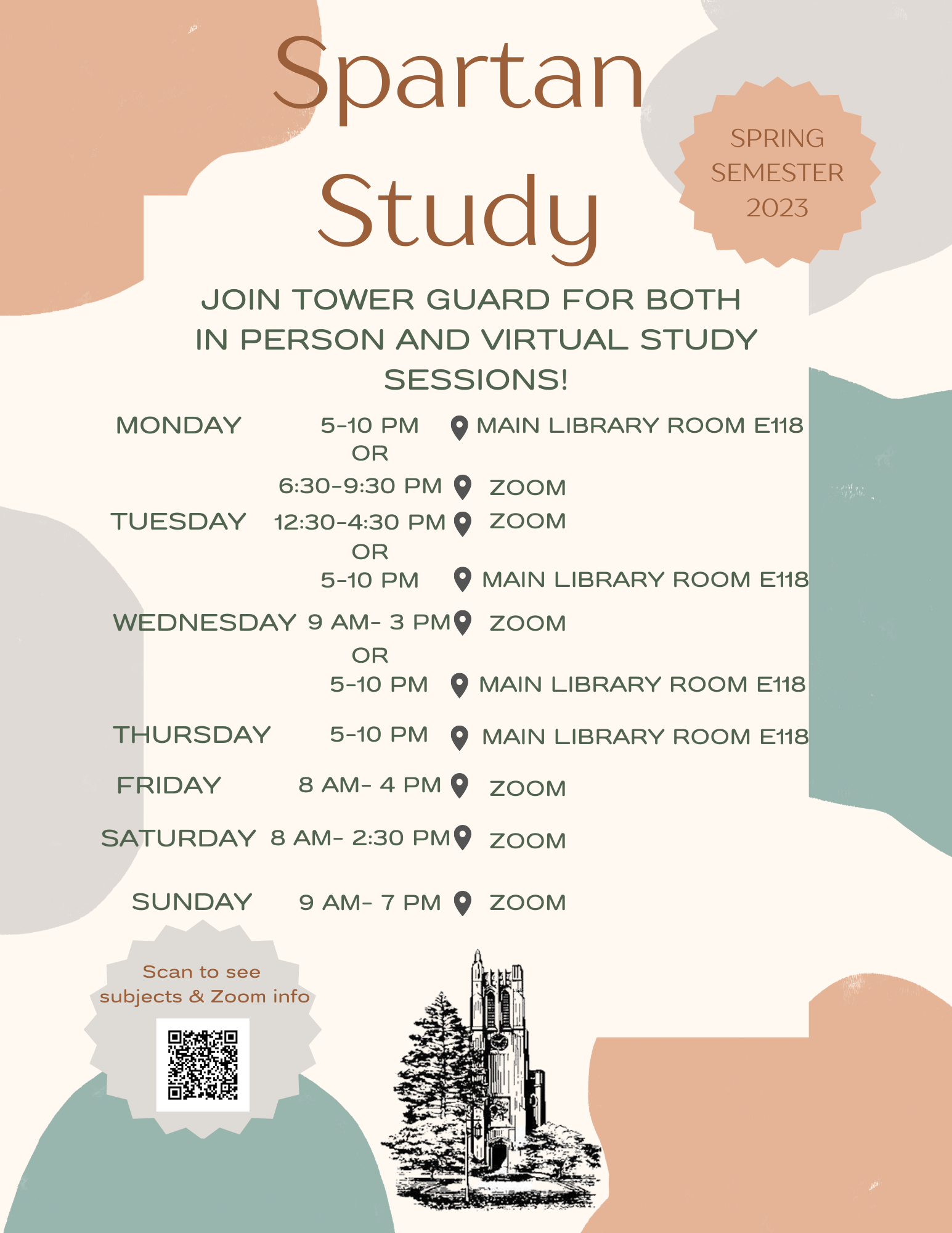 Image of Spartan Study Schedule which can also be found as text above to this.